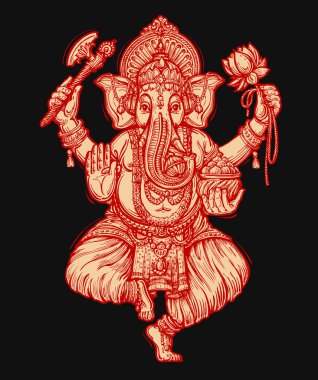 Mutlu Ganesh Chaturthi. Vektör çizim Hindu Tanrı