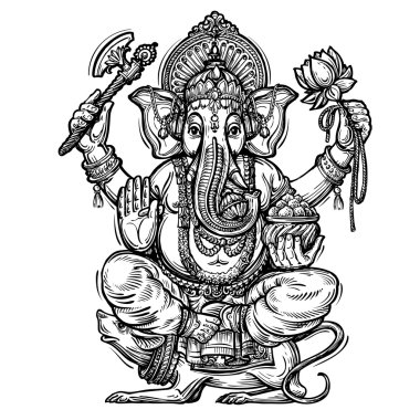 Elle çizilmiş kroki vektör çizim Ganesh Chaturthi