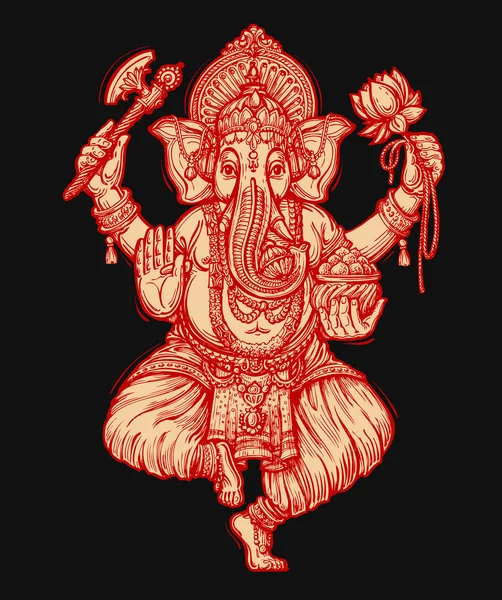 Feliz Ganesh Chaturthi. Ilustración vectorial del señor hindú — Archivo Imágenes Vectoriales