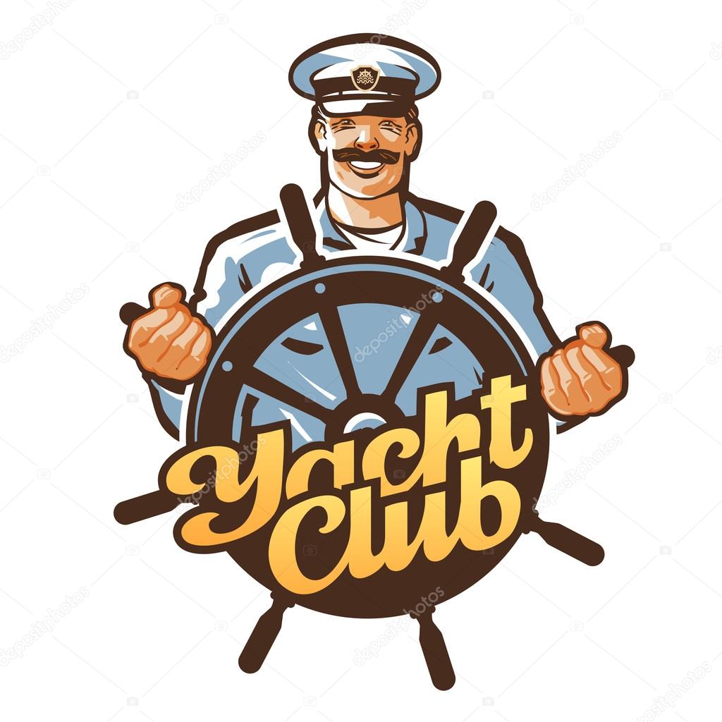 Captain at the helm. vector illustration isolated on white background
