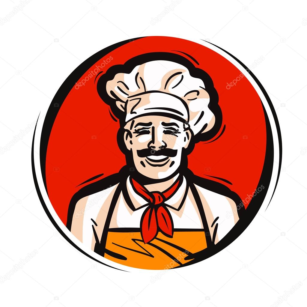 Happy chef isolated on white background. vector illustration