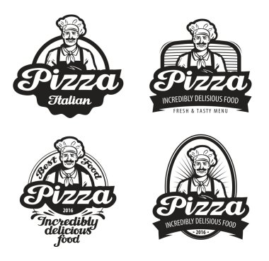 pizza vector logo. cafe, food, pizzeria, restaurant or chef icon