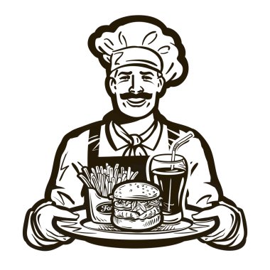 lokanta vektör logosu. Restoran veya aşçı, aşçı simgesi