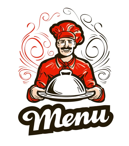 餐厅菜单矢量标志。咖啡厅、 餐馆或厨师的图标 — 图库矢量图片