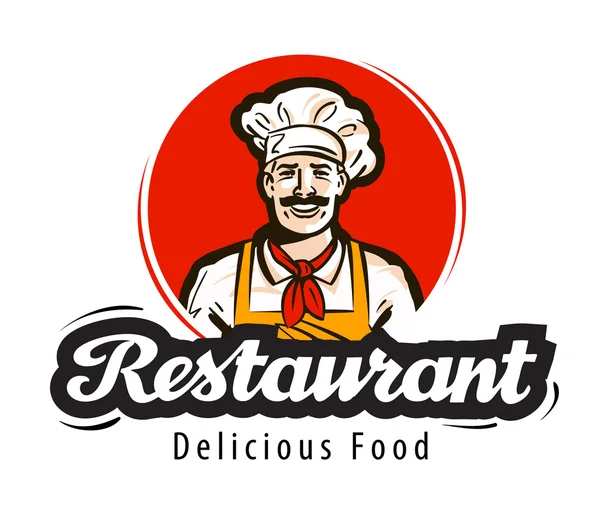 Logo vectoriel restaurant. dîner, café ou cuisinier, icône du chef — Image vectorielle