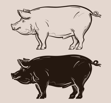 domuz vektör logosu. çiftlik, domuz, domuz simgesi