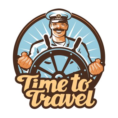 travel vector logo. journey or sailor, ship captain icon clipart