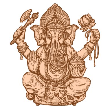 mutlu Ganesh Chaturthi. elle çizilmiş kroki. vektör çizim