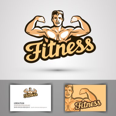 Fitness vektör logosu. spor salonu ya da vücut geliştirme simgesi