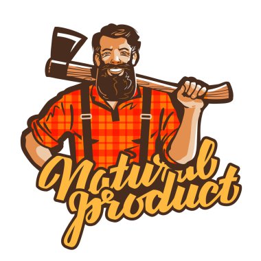 oduncu, oduncu vektör logosu. Bitiştiricisi veya marangoz simgesi