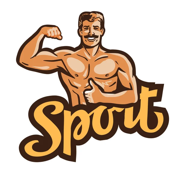 Logo del vector deportivo. gimnasio o icono de culturismo — Archivo Imágenes Vectoriales