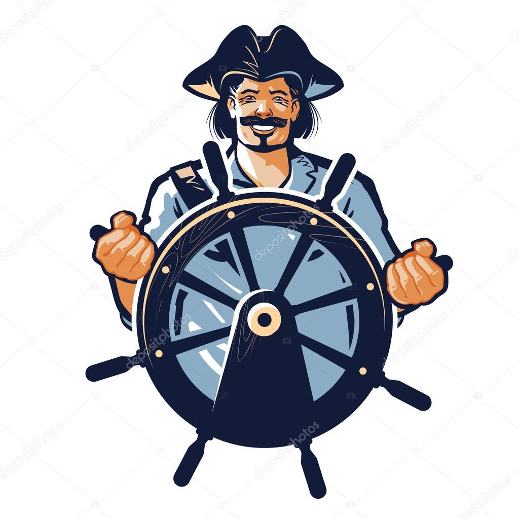 Pirate vector logo. corsair or captain, sailor, seafarer icon