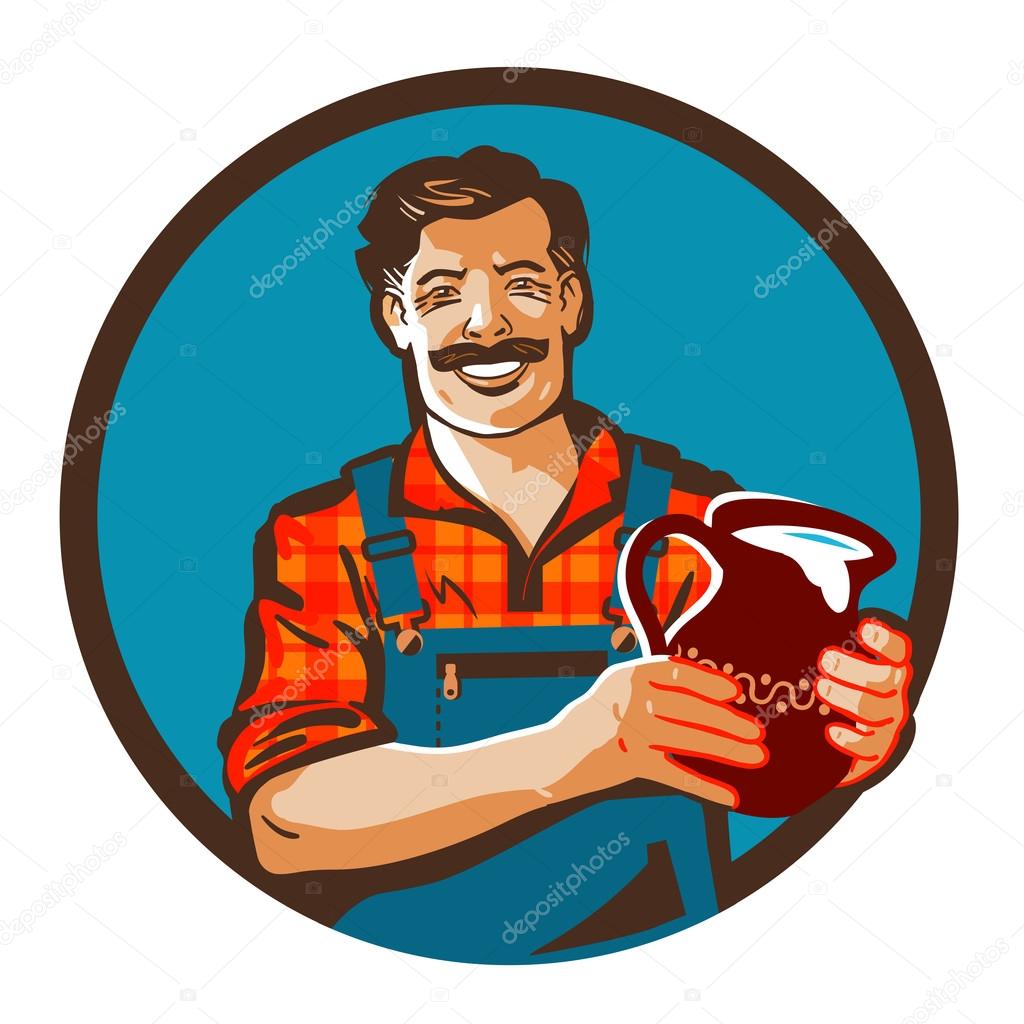 Fresh milk vector logo. drink or farmer icon