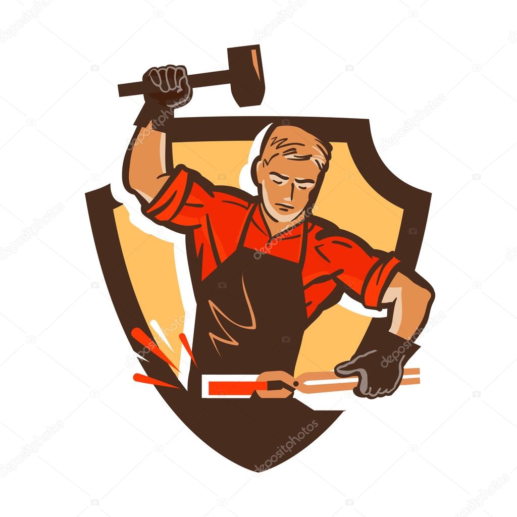 Blacksmith, smithy logo or icon. vector illustration