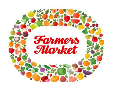 sebze ve meyve. Gıda, tarım, bahçecilik temasını temel alan koleksiyon öğeleri. vektör çizim