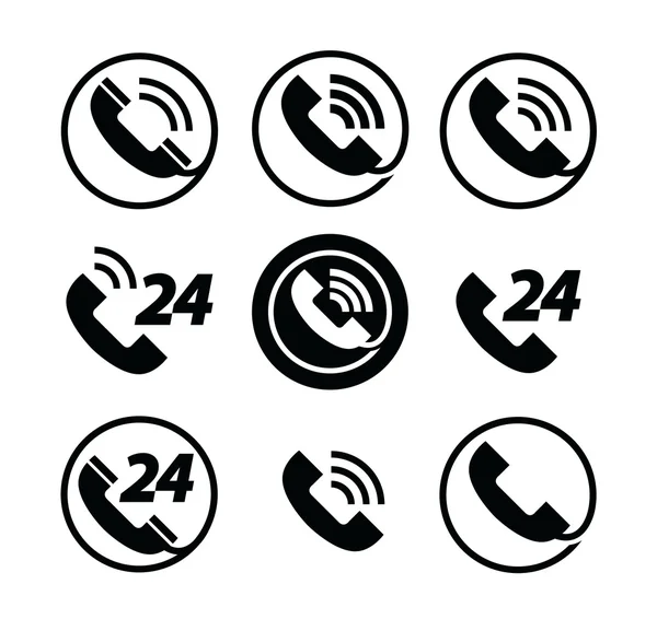 Telefonsamtal. telefon. service 24 timmar. uppsättning ikoner — Stock vektor