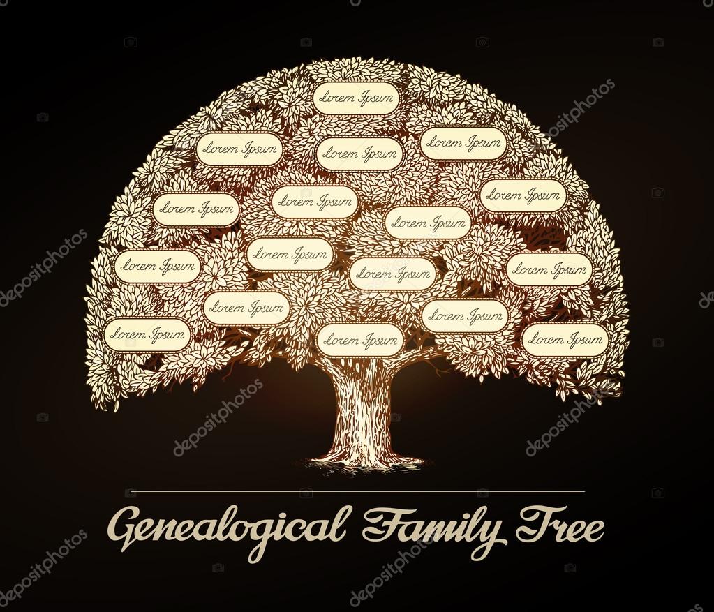 Family tree in vintage Genealogical Pedigree, surname