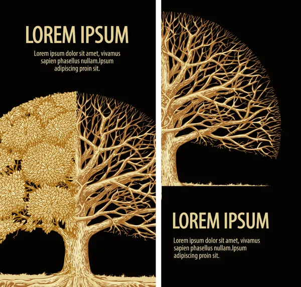 Brochura de natureza, design ecologia. Gráfico da árvore desenhada à mão — Vetor de Stock