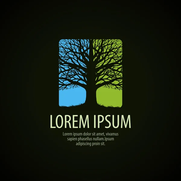 Logotipo vectorial de naturaleza, ecología o medio ambiente. Icono del árbol sin hojas. Símbolo árbol — Archivo Imágenes Vectoriales