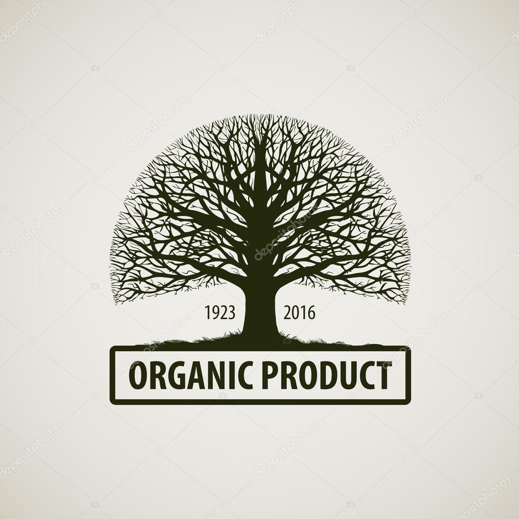 Tree without leaves. Nature, ecology vector logo. Oak icon. Organic product