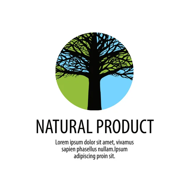 Logo del vector del árbol. Icono de roble. Naturaleza, símbolo de la ecología. Producto natural — Vector de stock