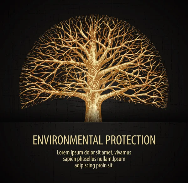 葉のない木。エコロジー、自然、環境のベクトル図 — ストックベクタ