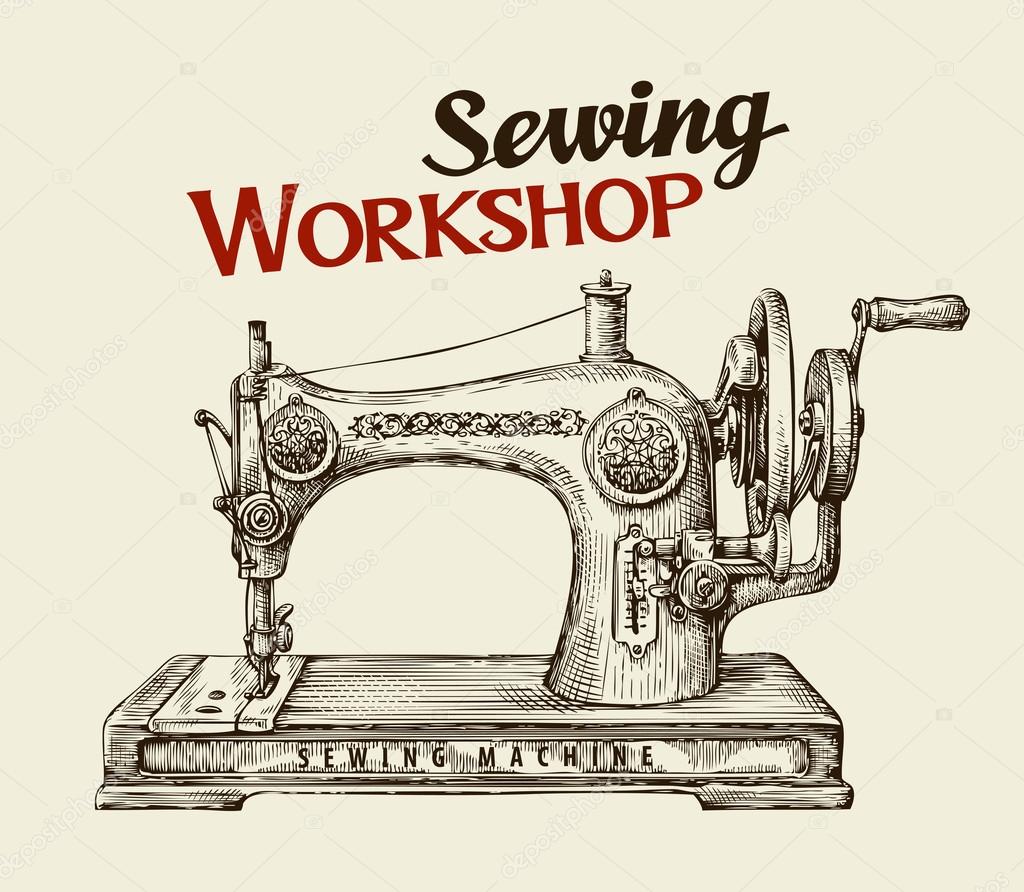 A sewing machine in simple hand drawn sketch Vector Image