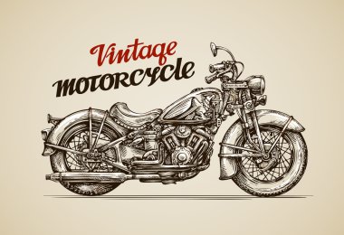 Klasik motosiklet. El yapımı motosiklet. Vektör illüstrasyonu