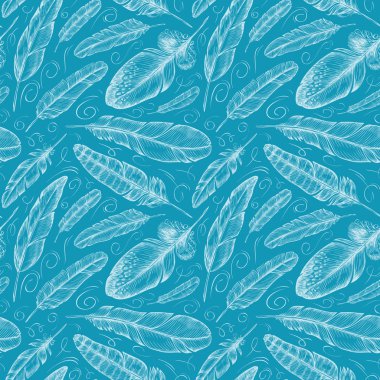 Pattern with decorative feathers. Background vector illustration clipart