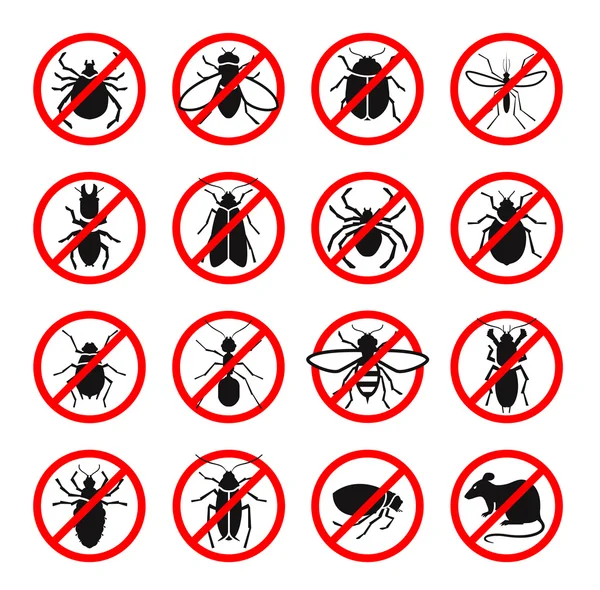 Pest control. Harmful insects and rodents set icons. Vector illustration — Stock Vector