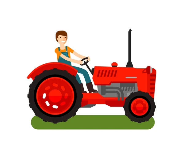 Icono del tractor de granja retro. Dibujos animados vector ilustración — Archivo Imágenes Vectoriales