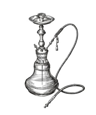 Vintage nargile çizilmiş. Vektör çizimi shisha
