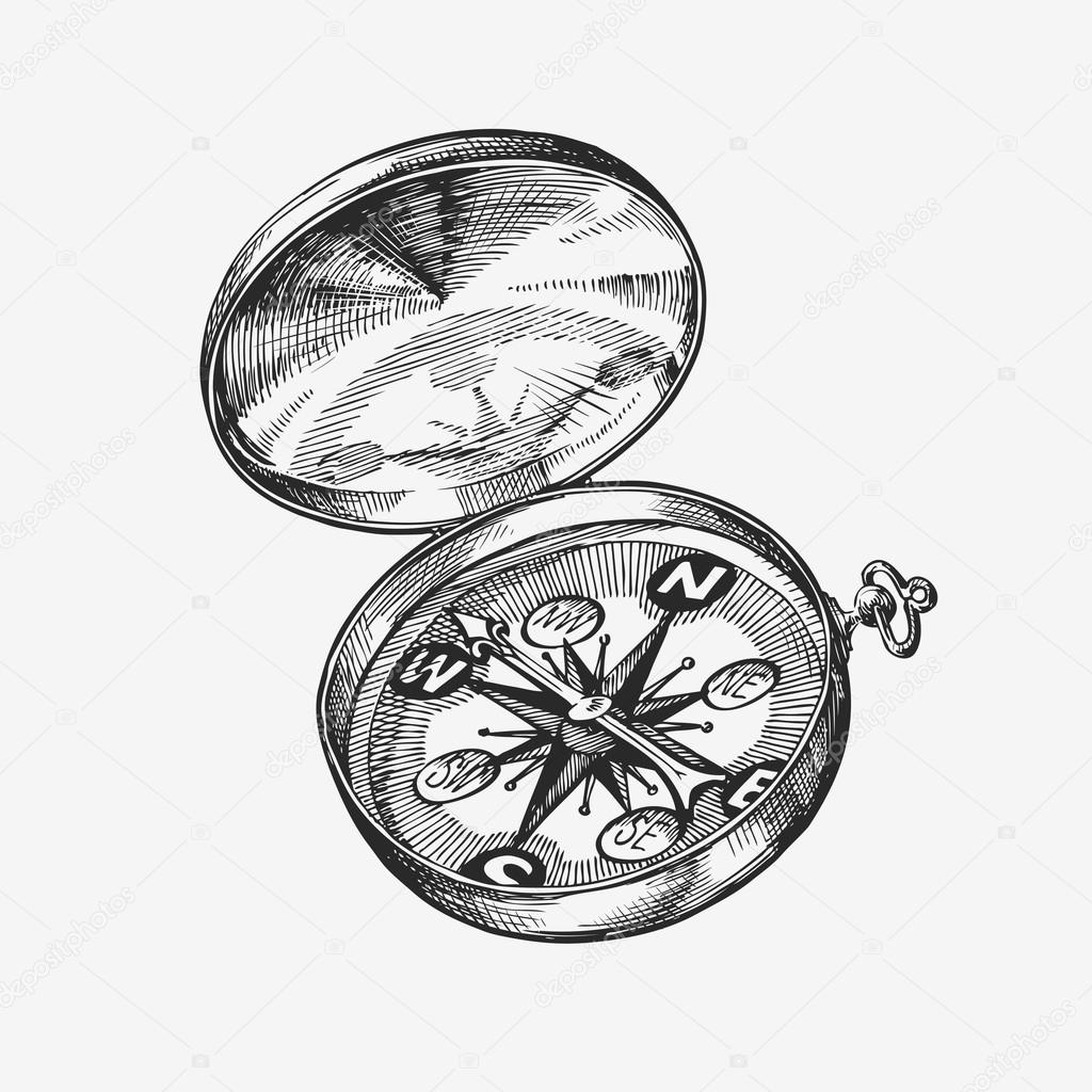 vintage compass sketch