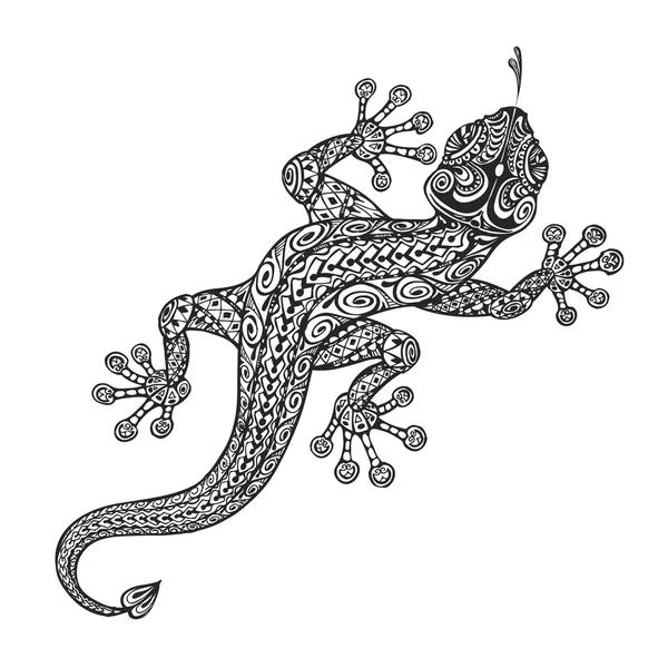 Etniczne zdobiony jaszczurka. Vintage wektor graficzny ilustracja — Wektor stockowy