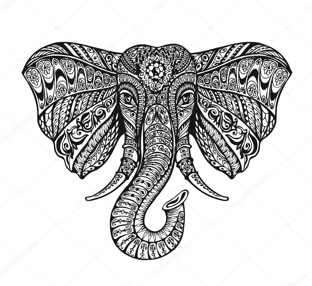 Ethnic ornamented elephant. Vector illustration