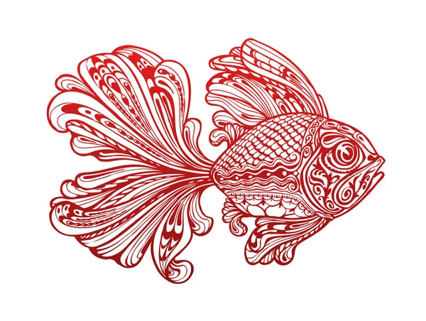 Fish painted tribal ethnic ornament. Vector illustration — Stock Vector