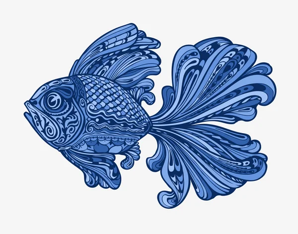 Handgezeichnete Fische. Ethnische Muster. Vektorillustration — Stockvektor