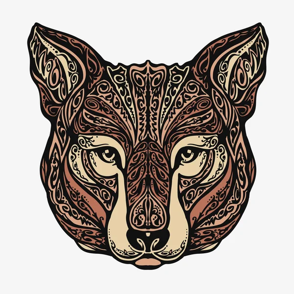 Chacal étnico ornamentado, coyote, lobo o perro. Ilustración vectorial — Vector de stock