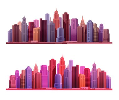 Gökdelenler ile büyük modern şehir. İnşaat ya da kutsal kişilerin resmi bina. Vektör çizim