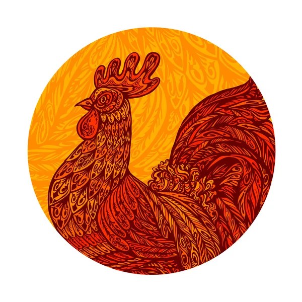 Ethnic ornamented rooster, cockerel, chicken or hen. Vector illustration — Stock Vector