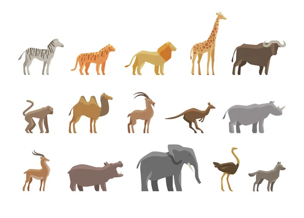 Animais. Definir ícones e símbolos vetoriais coloridos — Vetor de Stock