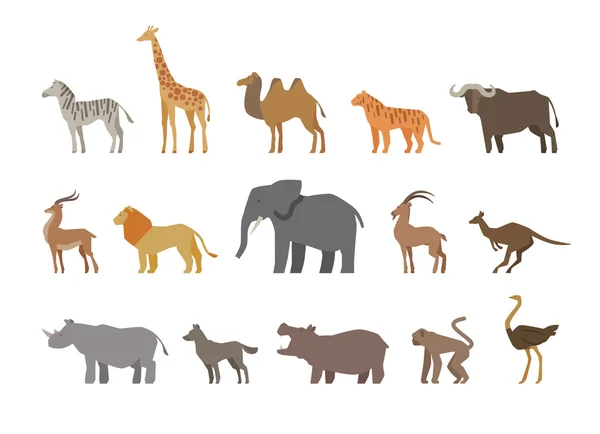 Conjunto de animales de iconos de colores aislados sobre fondo blanco. Ilustración vectorial — Archivo Imágenes Vectoriales