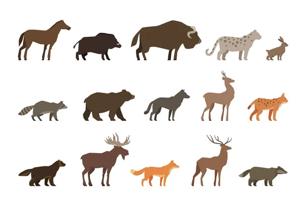 Conjunto de animales de iconos de colores aislados sobre fondo blanco. Ilustración vectorial — Vector de stock