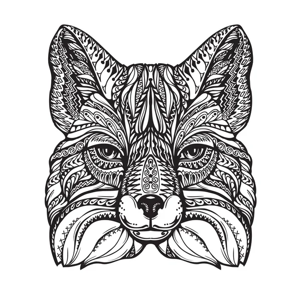 Fox estilo gráfico étnico com ornamentos decorativos e padrões. Ilustração vetorial —  Vetores de Stock