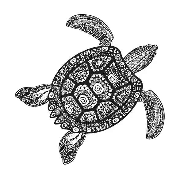 Tortuga estilo étnico tribal ornamento decorativo. Ilustración vectorial — Vector de stock