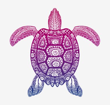 Decorative ethnic turtle with ornamental pattern. Vector tribal totem animal clipart