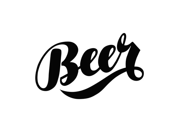 Una scritta a mano di birra. Logo o etichetta per bevande alcoliche. Illustrazione vettoriale — Vettoriale Stock