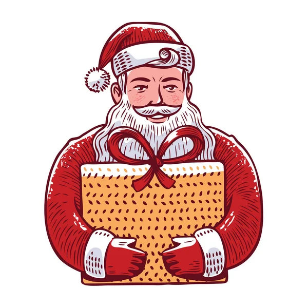 Papá Noel Con Regalo Vector Navidad — Vector de stock