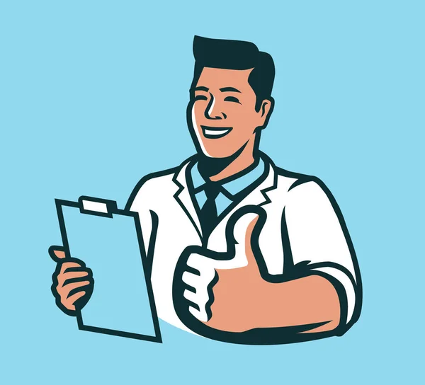 Mutlu Doktor Ambulans Hastane Tıp Sembolü Vektörü — Stok Vektör