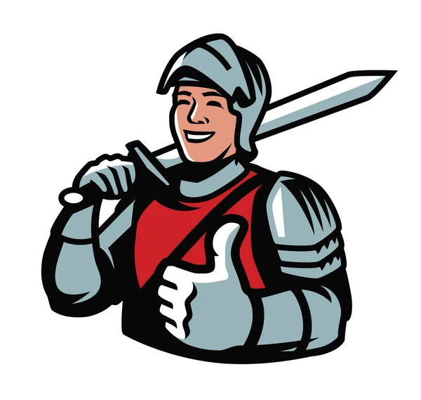 Chevalier Avec Épée Force Vecteur Symbole Puissance — Image vectorielle